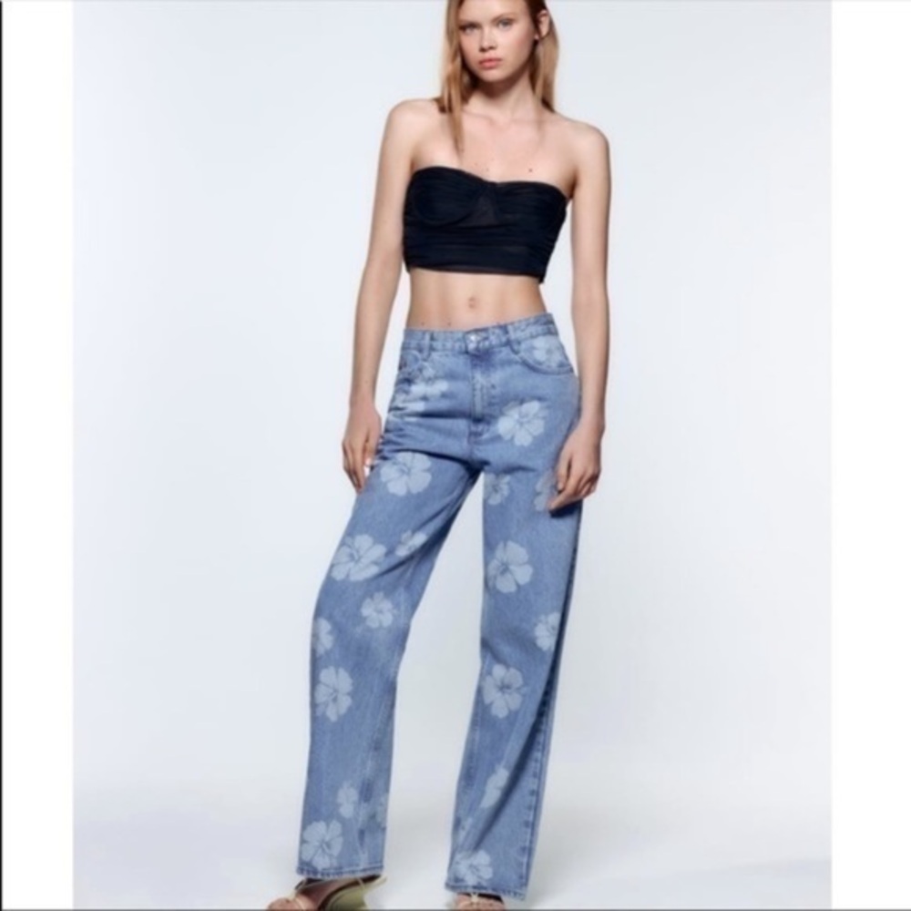 New Zara | Black Tulle Cropped Corset - Picture 8 of 14